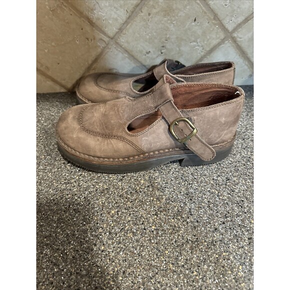 Bronx Dukmans Chunky Heel Mary Jane  Brown Leather Shoes 90s Y2k Vintage Sz 10 - Picture 5 of 9